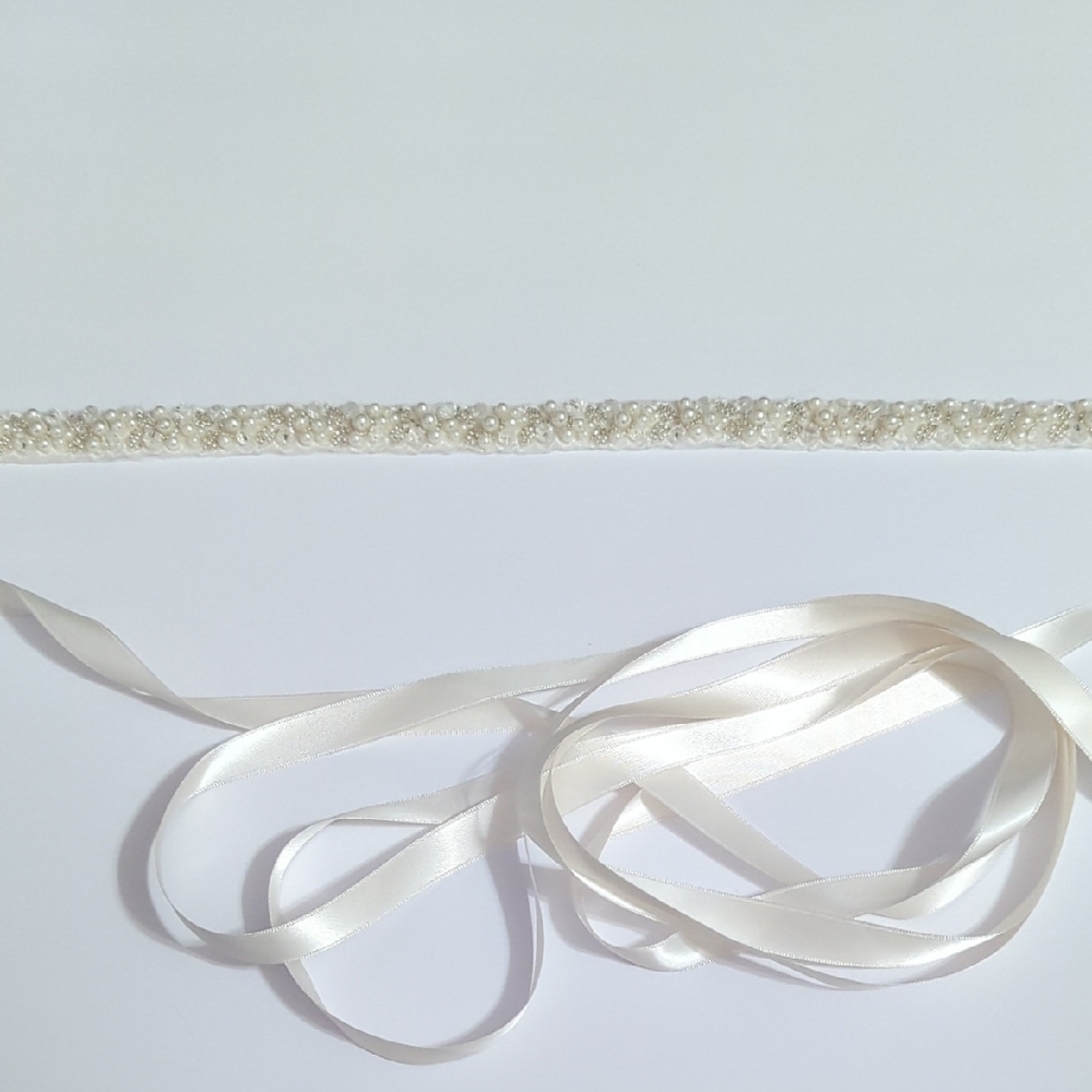 Elegant Pearl Beaded Satin Ribbon